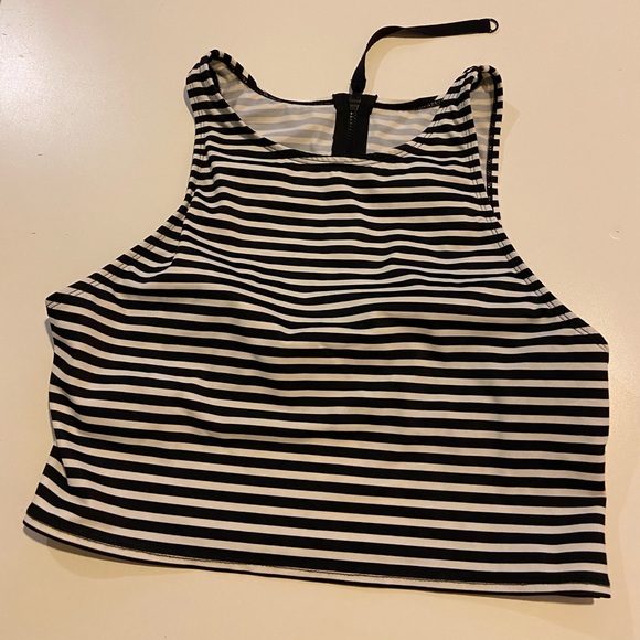 Beach Betty Other - Beach Betty Black White Swim Crop Top Tankini